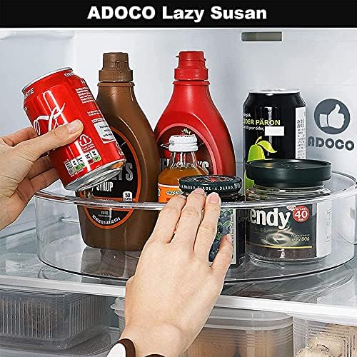 Adoco Lazy Susan Dolap Organizatörü, Dolap, Kiler, Banyo Dolabı Kiler Organizasyonu ve Depolama için 12 inç Şeffaf Plastik Lazy