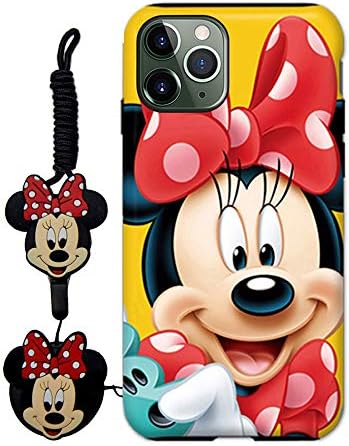 MME Karikatür iPhone için kılıf 11 Pro-Minnie Mickey Mouse Durumda Sevimli 3D Karakter Kılıf Yumuşak TPU telefon standı Tutucu