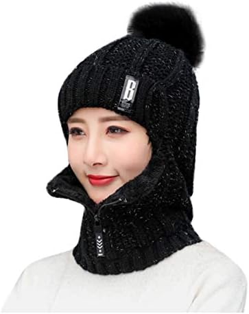 Trendy bayan Pom bere şapka eşarp seti kızlar sevimli kış kayak şapka Hımbıl örgü kafatası kap yumuşak astarlı