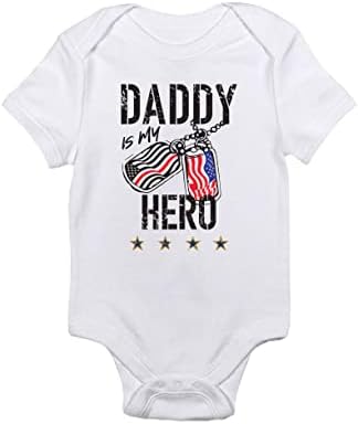 TeeNow-Baba Benim Kahramanım (Özel Renk Tüm Şubeler) - ABD Askeri İlham Bebek Bebek Onesie / Bodysuit-Erkek / Kız