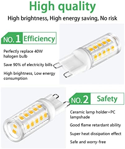 TOWBEBER 4 W G9 LED Ampul Değiştirir 40 Watt Ampuller (6 ADET), titreşimsiz 400 Lümen, T4 G9 Bi-pin Seramik Taban, CRI85, 3000