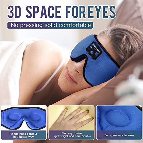 Boodlab Uyku Kulaklıklar Bluetooth Uyku Maskesi, 3D Uyku Göz Maskesi ile Ultra-İnce HD Stereo Hoparlörler Yıkanabilir Ayarlanabilir
