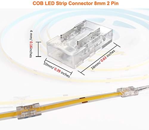 COB LED ışık şeridi Konnektörleri 8mm 2 Pin Uzatma Kiti COB Yüksek Yoğunluklu LED Şerit ışıkları için 2Pin, Şeffaf Orta Boşluksuz