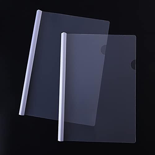 10 adet Şeffaf Dosya Klasör Sürgülü Bar Raporu A4 Raporu Ekran Kapak Binder için Kapakları (Renk: Beyaz)