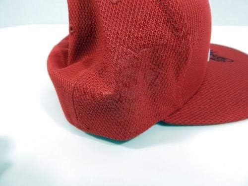 St. Louis Cardinals Breyvic Valera 71 İmzalı Kırmızı Şapka Otomatik 7.375 STLC0542-İmzalı Şapkalar