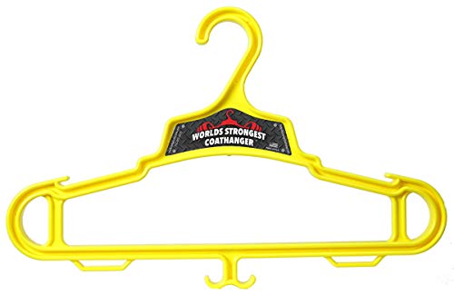 VK Plastik Askı-SAFYEL - 3 Dünyanın En Güçlü Elbise Askısı, Emniyetli Sarı (3'lü Paket)