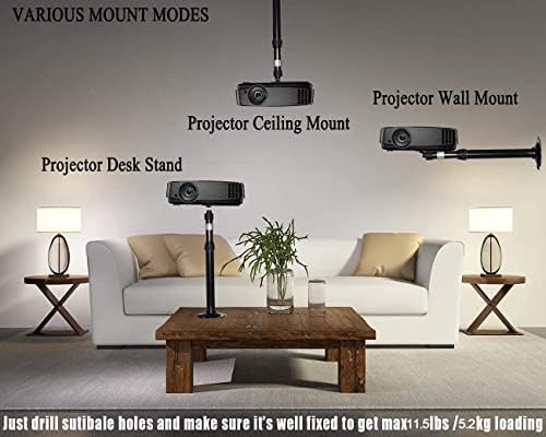 2-Be-Best Evrensel Projektör Montaj Projektör Tavan / Duvar Montaj 12-17 inç Ayarlanabilir Yükseklik 360° Rotasyon Paslanmaz