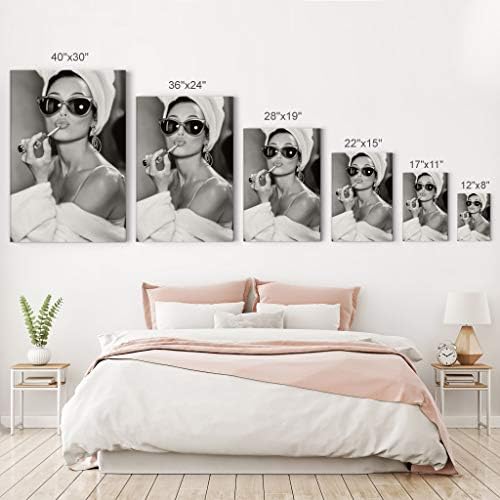 Audrey Hepburn Duvar Sanatı Tuval Baskı Ruj Makyaj Ikonik Pop Art Pretty Güzellik Siyah ve Beyaz Duvar Sanatı Oturma Odası Yatak