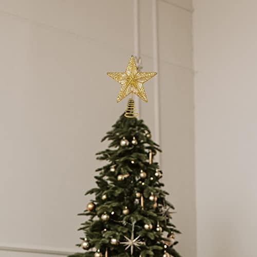 CHUWUJU Noel Ağacı Topper, Yıldız Ağacı Topper ile 30 LEDs, Hollow Tasarım Glitter Ağacı Topper Noel Ağacı Dekorasyon için