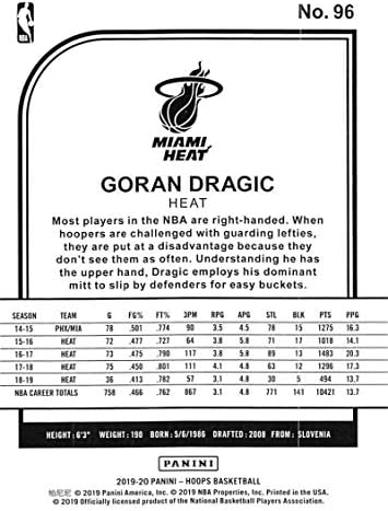 2019-20 Panini Çemberler Kış Basketbol 96 Goran Dragic Miami Heat Resmi Noel / Tatil Paralel Ticaret Kartı
