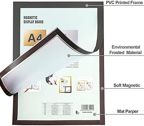 COREAET Manyetik İşaret Tutucu, 8 x 11.5 Şeffaf Manyetik Ekran Çerçevesi, Posterler için PVC Kendinden Yapışkanlı Çerçeveler,
