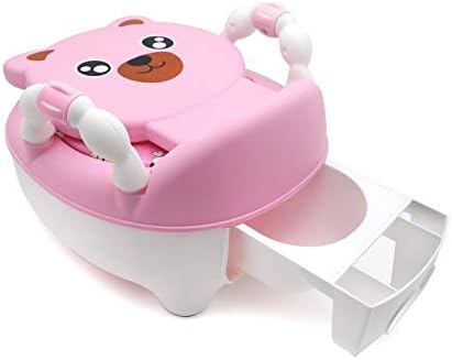 SMT-Bebek Çocuk Taşınabilir Ayı Mavi Lazımlık tuvalet eğitimi Koltuğu Toddler Güzel Tuvalet Koltuk Dışkı Sandalye [P/ N: ET-BABY003-PİNK]