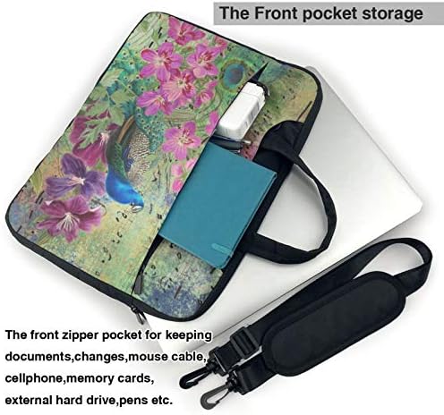 zsst Dizüstü bilgisayar için laptop kol çantası Koruyucu Kılıf Kapak ile Cep Tavuskuşu Çiçekler Nota Müzik Taşıma Koruyucu Çanta