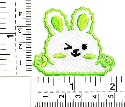 HHO Yama Seti 3 Parça. Bunny Yama Sevimli Beyaz Yeşil Tavşan Karikatür Çocuklar Işlemeli Demir on Yamalar Dikmek ıçin T-Shirt