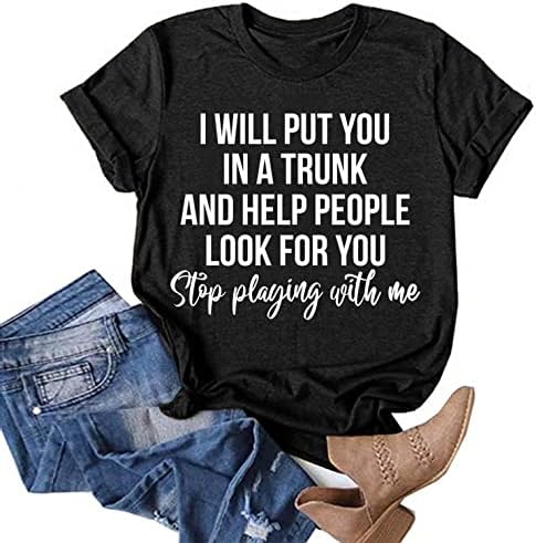 wlczzyn T Shirt Kadınlar ıçin Grafik Crewneck Tops Kısa Kollu Komik Baskı Gömlek Casual Tees Bluzlar Tunikler