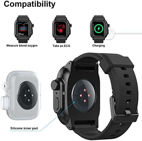 Dongzhi Watch Band Apple Serisi 6 ile Uyumlu 40 / 44mm 2021, [Metal Kasa+Silikon Band]Ağır Koruma Bilekliği Apple Serisi 6 için