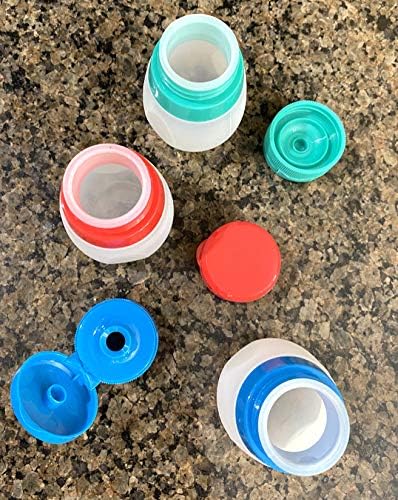 Azı 3 pc Küçük Seyahat Gıda Soyunma Depolama Silikon şişe Kapları - Renk Kodlu Flip Top Kapaklar - Yumuşak Sıkmak Şişeler İçin