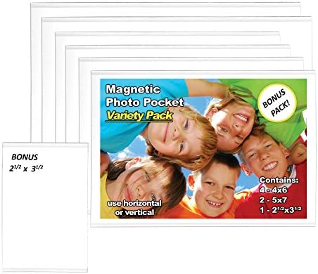 Magtech Manyetik Fotoğraf Cebi Resim Çerçevesi, Çeşitli Paket, 6 Paket + ÜCRETSİZ Cüzdan Boyutu (57461)