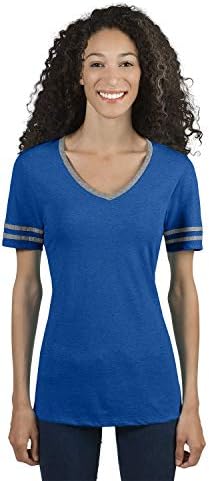 Jerzees Kadın Tri-Blend V Yaka T-Shirt, Gerçek Mavi Heather / Oxford, XXL