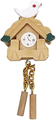 Hinzonek Minyatür Guguklu Saat Ahşap Kuş duvar Saati Fit için 1: 12 Bebek Evi Oturma Odası Dekorasyon