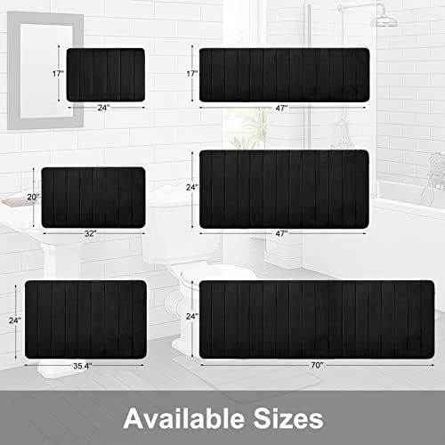 Bellek Köpük Yumuşak Banyo Paspasları - Kaymaz Emici Banyo Kilim Kauçuk Geri Koşucu Mat Mutfak Banyo Zeminler için 17 x 47, Siyah