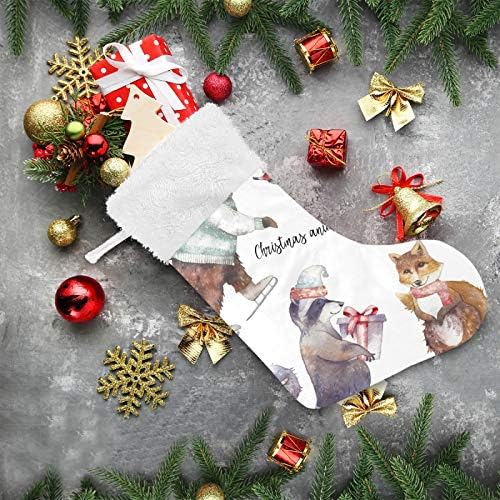 YUEND Büyük Merry Christmas Tilki Ayı Karikatür Sevimli Hayvan Noel Stocking Kitleri için Aile Tatil Noel Parti Süslemeleri ile