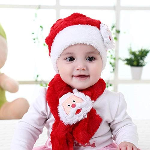 Goettin Bebekler ve Küçük Çocuklar için Noel Şapkaları Peluş Süslemeli ve Konforlu Astarlı Kadife Noel Şapkası Unisex Kırmızı
