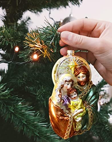 2021 Noel Süsleri, Noel Ağaçları için Cam Süsler, 6.5 İnç Dekoratif Askı Süsleri, Mary, Joseph ve Bebek İsa Sahneleri