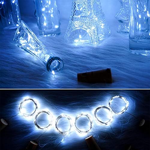 Şarap şişesi dize ışıkları ile mantar,18 paket 20 LED 2 M pil kumandalı Mini gümüş bakır tel peri ışıkları için DIY parti düğün