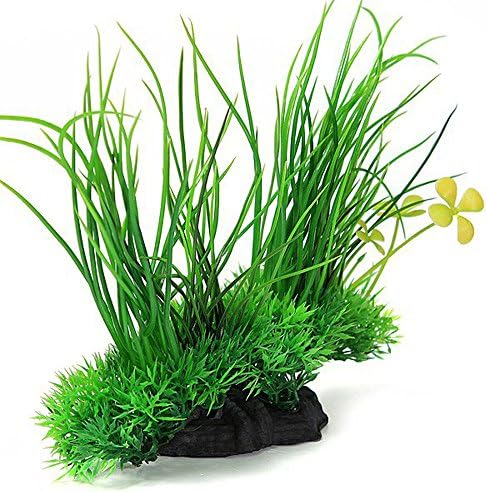 YUUAND Yapay Bitki Akvaryum Emulational Yeşil Plastik Uzun Yaprak Bitki Dekor 20 cm