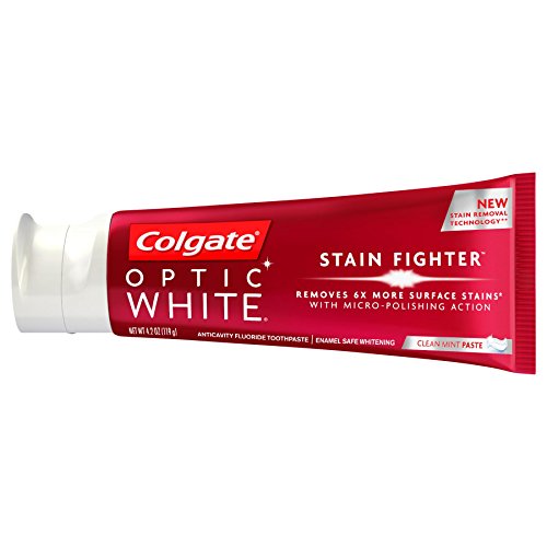 Colgate Optik Beyaz Beyazlatıcı Diş Macunu, Leke Savaşçısı, Nane, 4.2 Oz, 2'li Paket