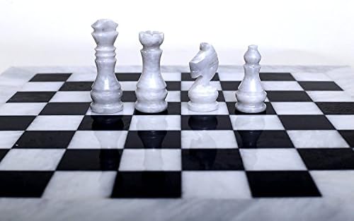 Radicaln El Yapımı Beyaz ve Siyah Tam Mermer Satranç Tahtası Oyun Seti-Staunton Mermer Turnuvası İki Oyuncu Tam Satranç Oyunu