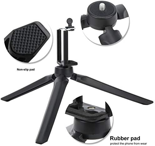 Tripod, Fotoğraf Kolu, telefon Braketi, Mini 1/4 inç Vida Masaüstü Taşınabilir Siyah Cep Telefonu Selfie için