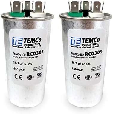 TEMCo 35 + 5 uf / MFD 440 VAC Volt Yuvarlak Çift Çalışma Kapasitörü 50/60 Hz AC Elektrik-Lot -1
