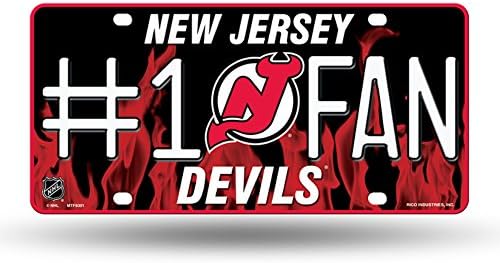 Lisanslı NHL New Jersey Devils (1 Fan) Logo Metal Etiketi, (Gururla ABD'de Üretilmiştir)