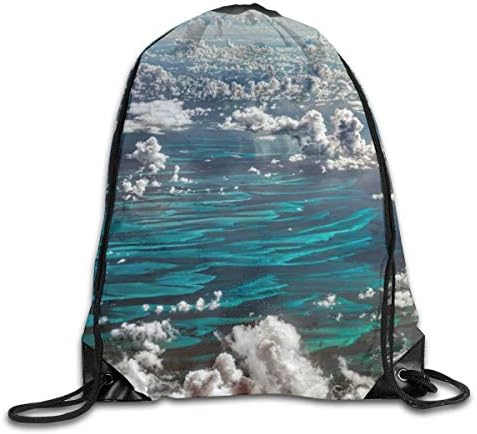 İpli çanta Pompalama Halat Paket Sırt Çantası Taşınabilir Omuz Çantaları Okyanus Bulutlar Moda Açık Spor Salonu Seyahat Okul