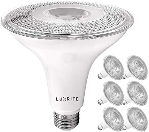 Luxrite 6 Paket PAR38 LED Dış Mekan Taşkın Ampulleri, 120W Eşdeğeri, 1250 Lümen, 3000K Yumuşak Beyaz, 15W Kısılabilir, İç Mekan