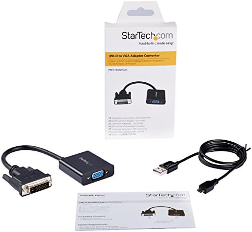 StarTech.com DVI-D-VGA Aktif Adaptör Dönüştürücü Kablosu-1080p-DVI-VGA Dönüştürücü Kutusu (DVI2VGAE), Siyah