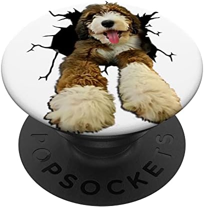 Emeklilik PopSockets Değiştirilebilir PopGrip için Aeticon Bernedoodle Köpek Çatlak Etiket