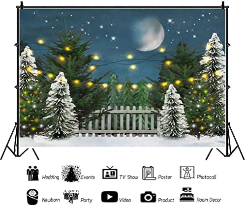 Leowefowa 3x1. 8 m Vinil Noel Zemin Gece Manzara Çam Ormanı Noel Ağacı Kış Manzara Fotoğraf Arka Plan için Parti Fotoğraf Çekimleri