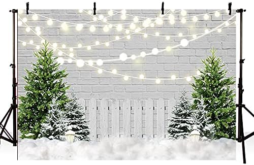 ABLİN 7x5ft Noel fotoğraf Backdrop yeşil ağaçlar sıcak ışıkları kış sokak sahne fotoğraf arka plan Aile parti süslemeleri Merry