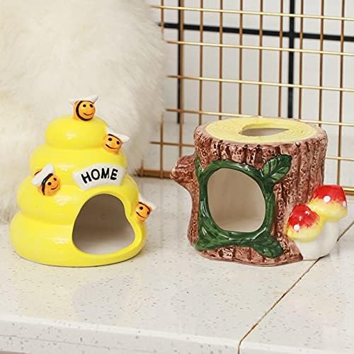 Licogel Hamster Evi Seramik Serin: Dekoratif Porselen Sevimli Karikatür Gerbil Evi Küçük Hayvan Hideout için Yaz Yuva Soğutma
