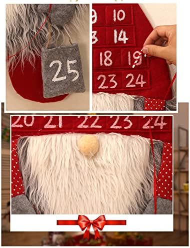 Crazyrimcos Noel Advent Takvimi, 2021 24 Gün Keçe Gnome Duvar Noel Süslemeleri için Geri Sayım