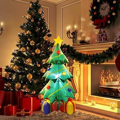 VCUTEKA 4 FT Noel şişme Ağacı Süslemeleri Açık havaya uçurmak Noel ağacı şişme Hediye Kutuları ile led ışık Dahili Tatil Parti