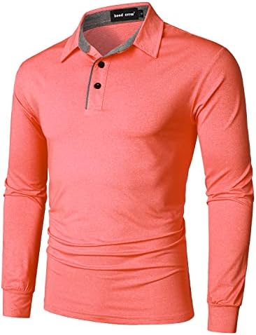 HOOD EKİP erkek Uzun Kollu Polo Gömlek Hızlı Kuru Nefes Atletik Golf T Shirt