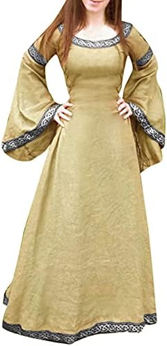 Kadın Gotik tarzı kostüm artı boyutu rahat alevlendi kollu yuvarlak boyun Vintage elbise Bodycon prenses sonbahar elbise