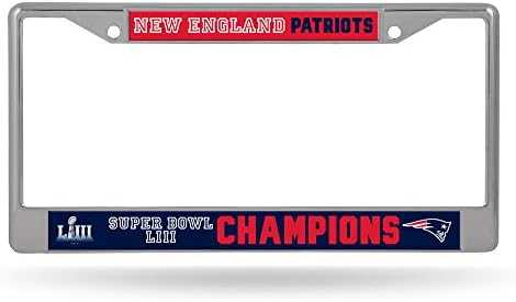 Rıco Industrıes NFL New England Patriots Super Bowl LIII Şampiyonlar Standart Krom Plaka Çerçevesi, Mavi, 12