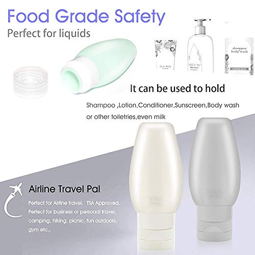 Seyahat Şişeleri TSA Onaylı, 3 oz Sızdırmaz BPA Ücretsiz Silikon Kozmetik Seyahat Boyutu Tuvalet Konteynerler için Şampuan Losyon
