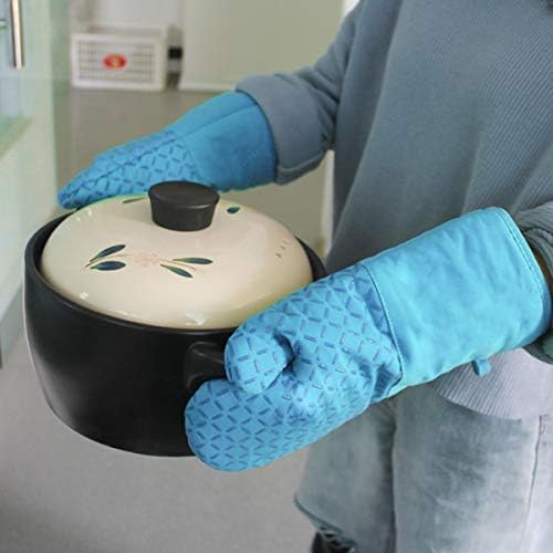 Ruıqas ısıya dayanıklı eldivenler fırın eldiveni ve Pot tutucular Set ısıya dayanıklı kaymaz silikon Mitten mutfak pişirme aksesuarları