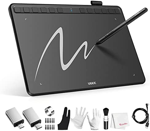 UGEE S1060 Grafik Tablet, Dijital Çizim Tableti ile Pasif Stylus 8192 Seviyeleri Basınç, 12 Express Tuşları için Çizim, Online
